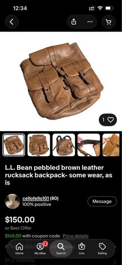 Genuine leather backpack L.L. Bean
