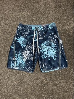 black + blue old navy floral board shorts size large