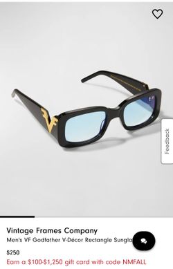 Vintage Frames Company Men's VF Godfather V-Décor Rectangle Sunglasses