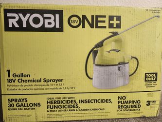 RYOBI ONEAND 18V Cordless Battery Chemical Sprayer Tool, Yellow Green and White, 1 gal.tool only