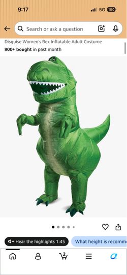 Toy Story Rex Adult Inflatable Custome