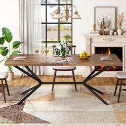 Industrial Wooden Mid-Century Modern Dining Table 6-8 Dining Table