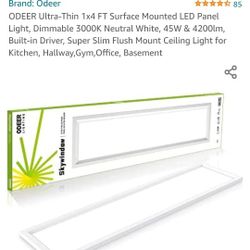 
ODEER Ultra-Thin 1x4 FT Surface Mounted LED Panel Light, Dimmable 3000K Neutral White, 45W & 4200lm, Built-in Driver, Super Slim Flush Mount Ceil