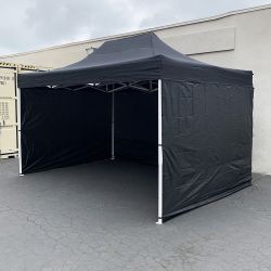 New in Box $190 Heavy Duty EZ Popup Canopy 10x15’ with (3 Sidewalls) Outdoor Gazebo, Carry Bag (2 Colors) 