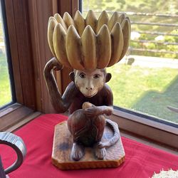 VINTAGE MAJOLICA MONKEY PLANTER COMPOTE PEDESTAL STAND