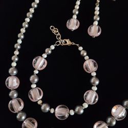 Light Pink/Silver Jewelry Set