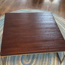 Solid Wood And Brass Ethan Allen Coffee Table