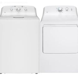 Washer & Dryer Set with Top Load Washer and Gas Dryer in White