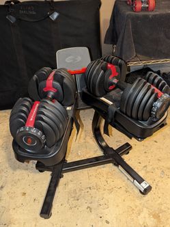 Bowflex 552 dumbbells + Media stand + Adjustable bench