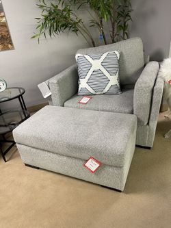 Gray Oversized Chair and Ottoman  