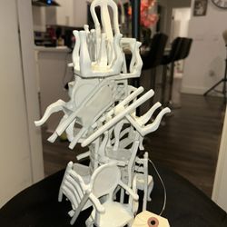Mid 19th Century Sculpture Of Stacked White Chairs / Fine Art / Home Decor 