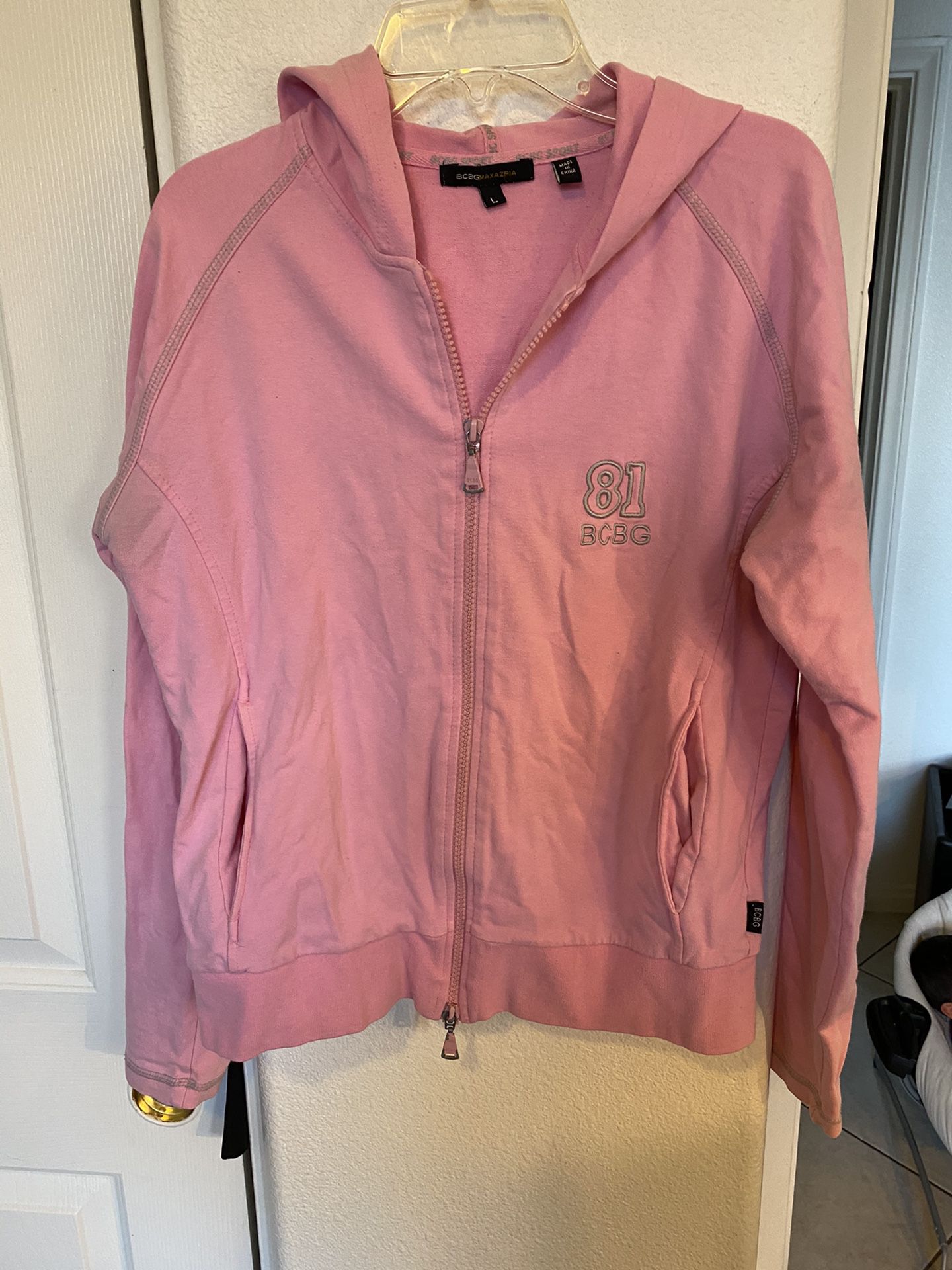 Woman’s Size Large Bcbg Pink Hoodie Zip Up