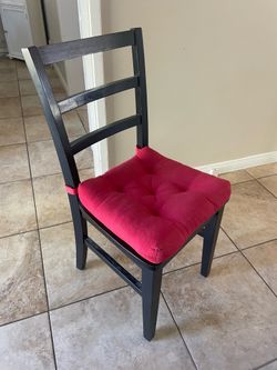 Black Ladder Back Dining Chair with Red Cushion
