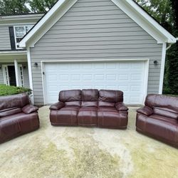 3-Piece Manual Reclining Set – Burgundy