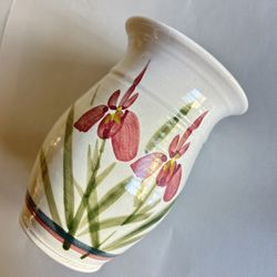 Vintage Pink Iris Pottery Vase 