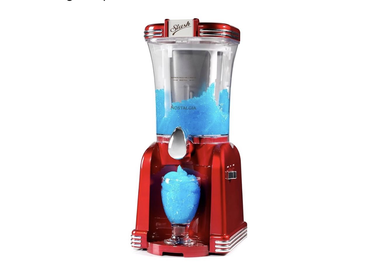 Frozen Drink Maker and Margarita Machine for Home - 32-Ounce Slushy Maker with Stainless Steel Flow Spout - Easy to Clean and Double Insulated - Retro