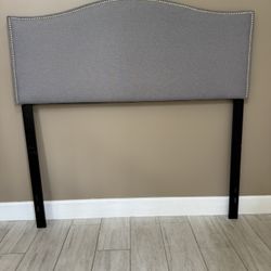 Full Size Gray Upholstered Headboard – Adjustable Height