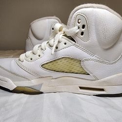 Size6/Aur Jordan 5 Retro Metallic White 440888-130