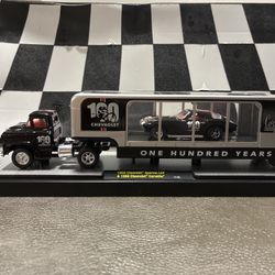 1958 Chevrolet Spartan LCF with 1966 Corvette – 100 Years of Chevrolet Die-Cast Set (with Display Case)