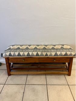 Wooden Entry Bench with Cushion & Shoe Storage