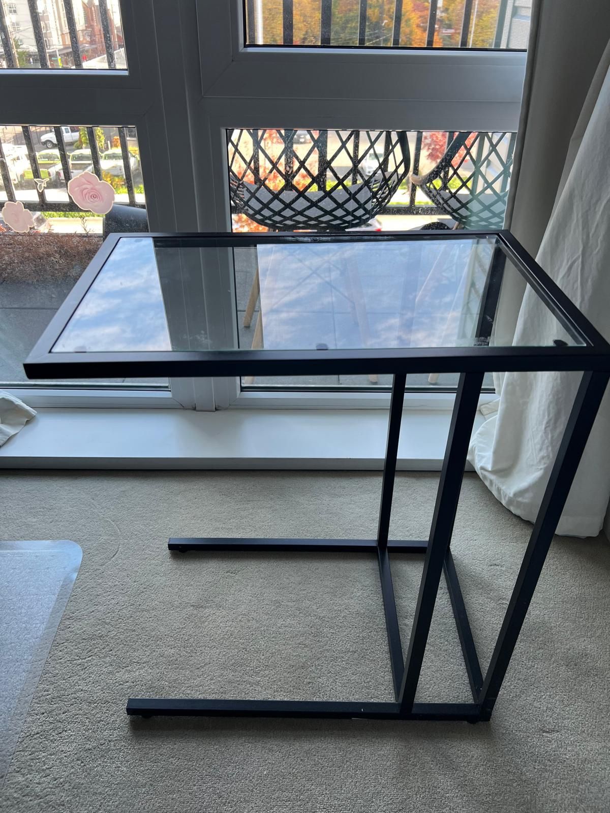 VITTSJÖ Laptop stand, black-brown/glass, 13 3/4x25 5/8 "