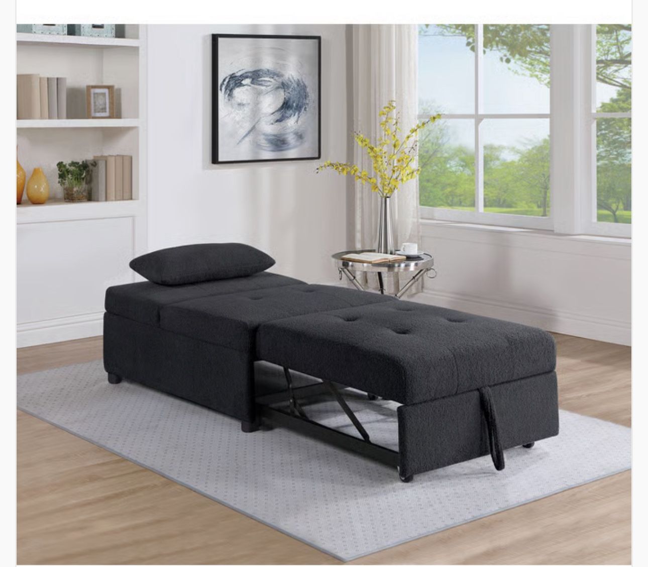 Corduroy Black Sofa Pull Up Bed 