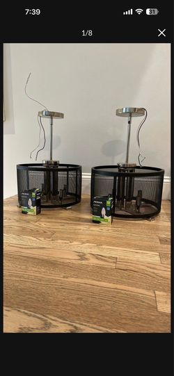 4 - Lights Black & chrome Chandeliers (set of 2)