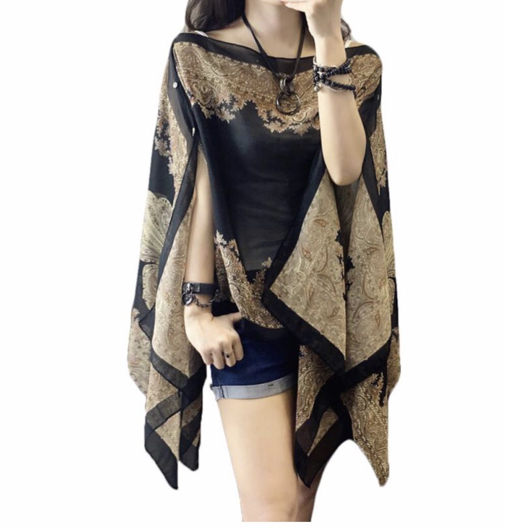 Women’s Printed Scarf, Shawl, Poncho, Beach Shawl, Bikini Cover
