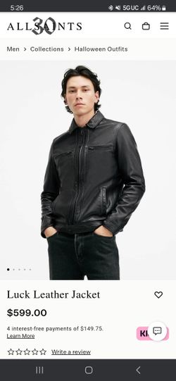 All Saints Luck Leather Jacket Mens Size XL NEW