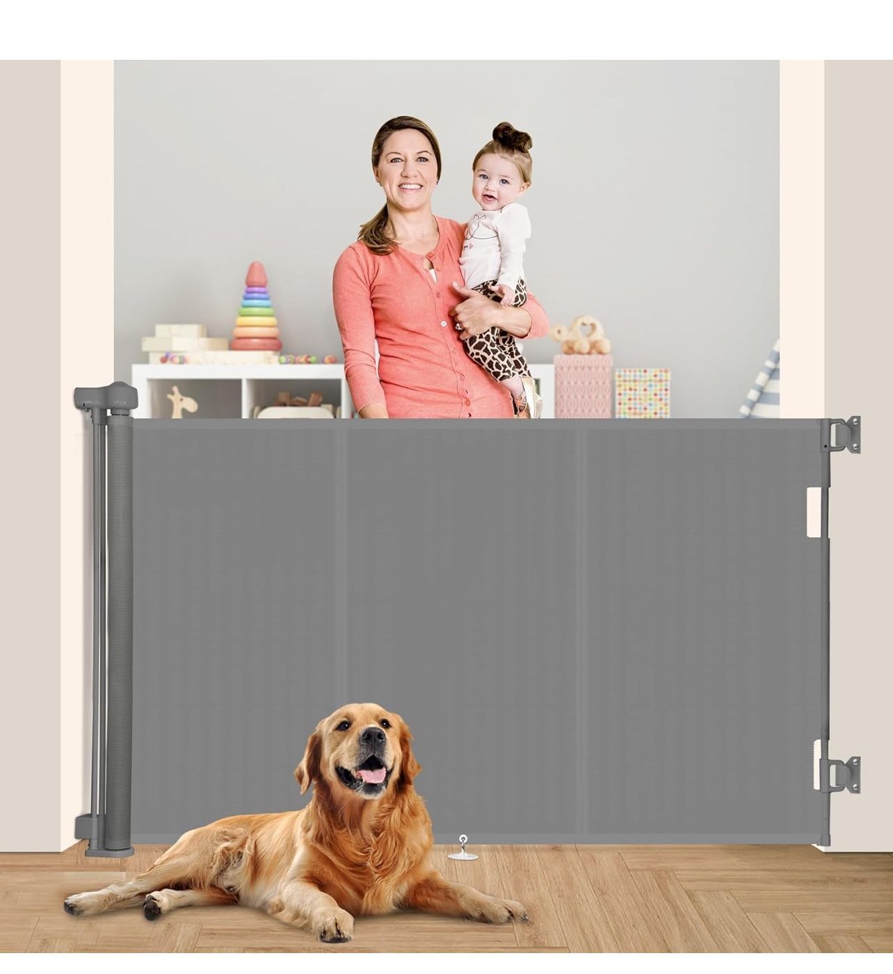 71" Retractable Baby Gates with Reinforced Strip Design to Prevent Crawling Through