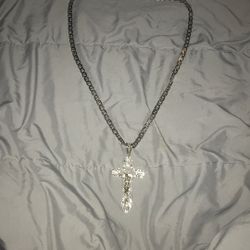 Silver Mariner Chain With Cross Jesus Piece 
