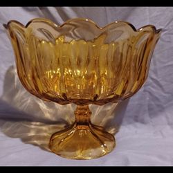 Vintage Amber Compote Fruit Bowl 