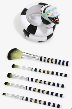 Cactus Green and Black Makeup Brush Roll Case with White Tassel T