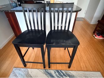 2 Black Wooden Counter Stools