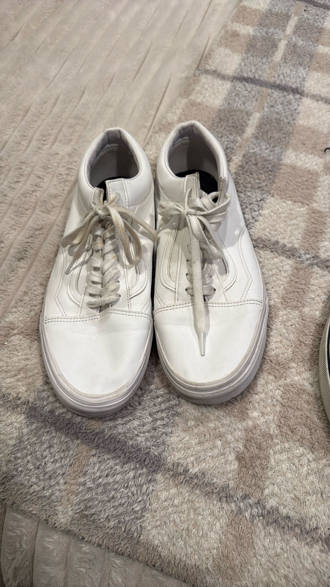 Men’s White Leather Vans  Size 13