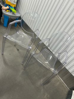 2 Elegant clear chairs with armrests