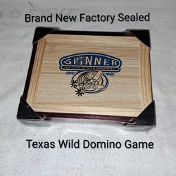 Brand New Factory Sealed Spinner Texas Wild Domino Game In Wooden Storage Box