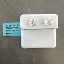 Sterling silver diamond stud earrings with 3.00 ctw #diamonds #studs