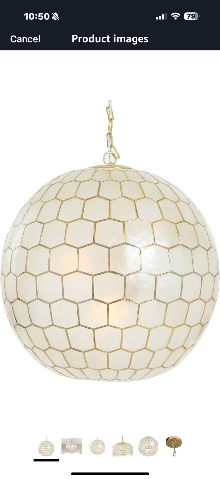 Creative Co-Op Capiz Honeycomb Globe Chandelier Pendant Light, Capiz White Seashells with Antique Gold Brand Creative Co-Op Color Gold Material Brass