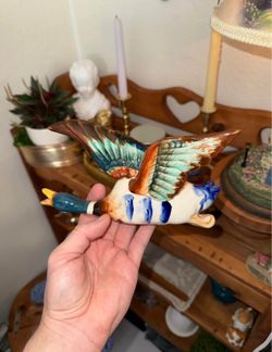 Vintage ESD Lefton wall hanging flying duck mallard wall pocket