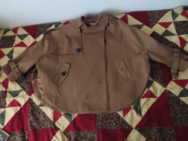 Burberry Prorsum Military Green Cape Coat Jacket Women's Size Medium