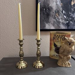Vintage Style Brass Candle Holders Set of 2 – Polished Gold Tone