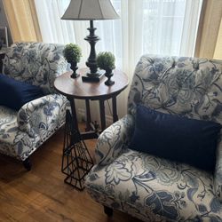 Pier 1- Chas Indigo Blue Floral Chairs 