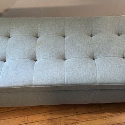 Light Blue Cushion Storage Bench