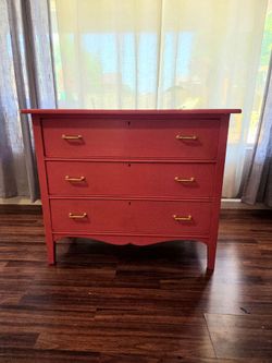Bright Pink Vintage Dresser — Solid Wood, Modern Finish