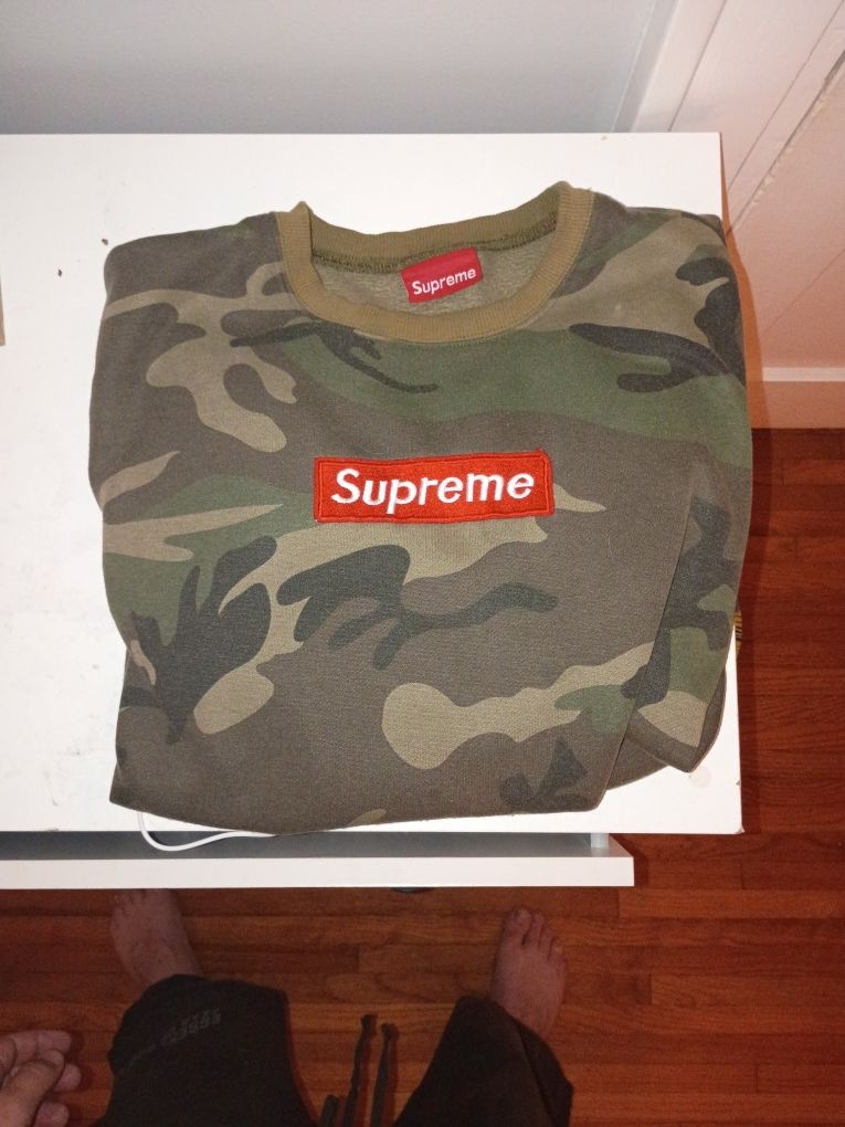 Men's Supreme Box Logo Camo CrewNeck Sweatshirt 2015