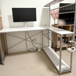 L Shaped Computer Desk With LED Lighting