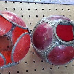 Antique red glass with lead bulbs