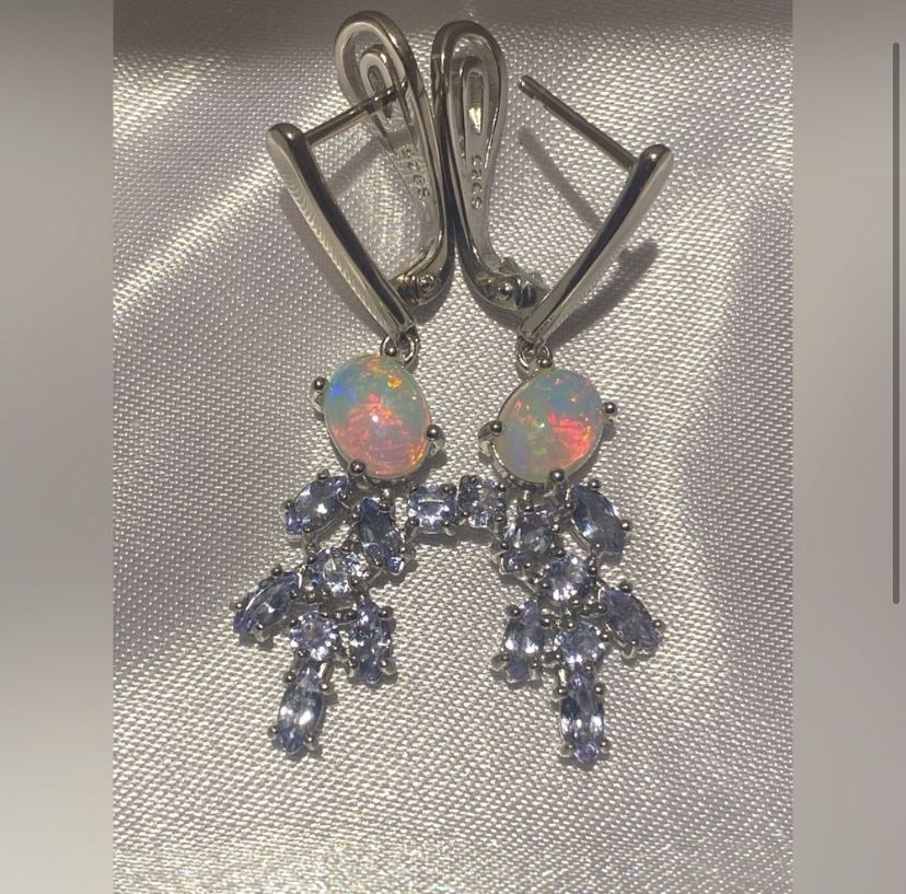 Opal Tanzanite Earrings 925