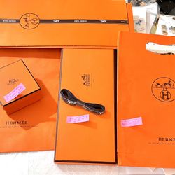 Authentic Hermes Shipping Box and Gift Card with Embossed Logo